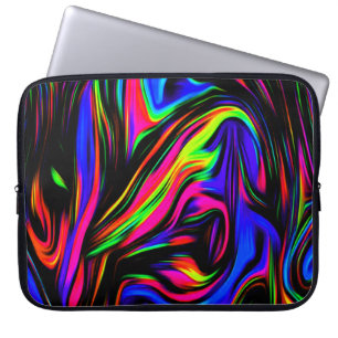 Neon Swirls Marbled Black Yellow Pink Blue Laptop Sleeve