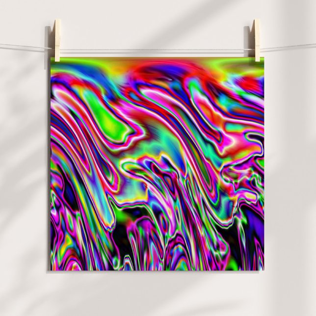 Neon Swirls Poster (Neon Swirls Abstract Digital Poster)