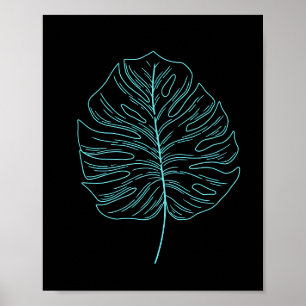 Neon Swiss Cheese Plant Leaf Poster