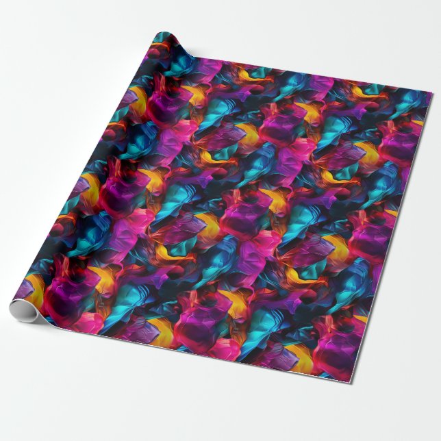 Neon Symmetry Abstract Wrapping Paper (Unrolled)