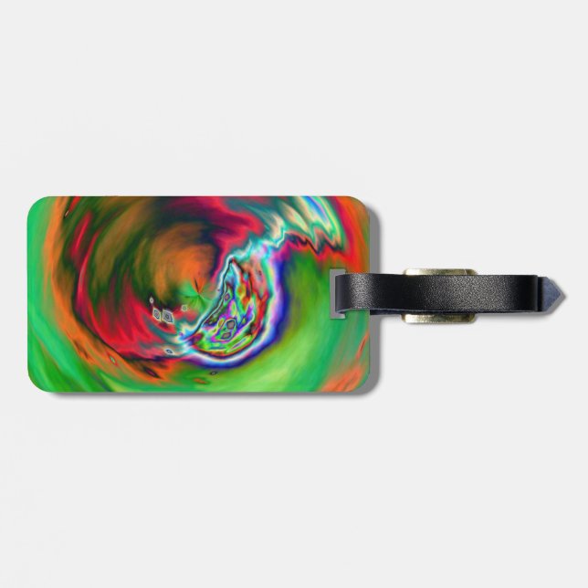 Neon Symphony Marble Luggage Tag (Back Horizontal)