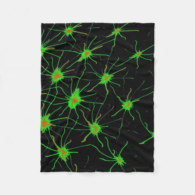Neon Synapse Grid Fleece Blanket (Front)