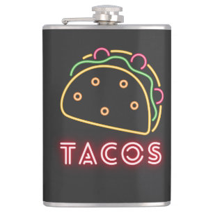 Neon Tacos Symbol Hip Flask