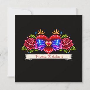 Neon Tattoo Style heart invite Love