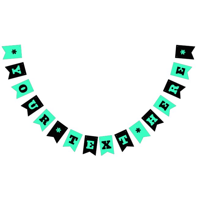 Neon Teal and Black Colour | Customise Bunting Fla Bunting (All)