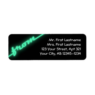 Neon Teal & Black Return Address Labels