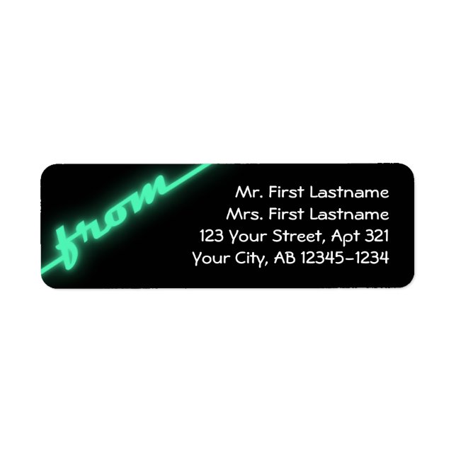Neon Teal & Black Return Address Labels (Front)