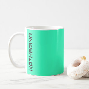 Neon Teal Solid Colour Classic Personalised Coffee Mug