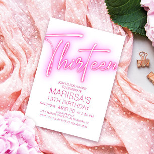 Neon Teen Girls 13th Birthday Invitation