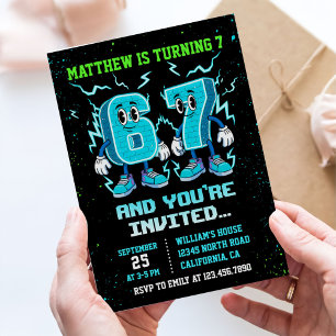 Neon Teenager Grafitti 67 Birthday Invitation
