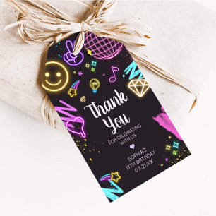 Neon Teenager Thirteenth Birthday Party Favour Tag