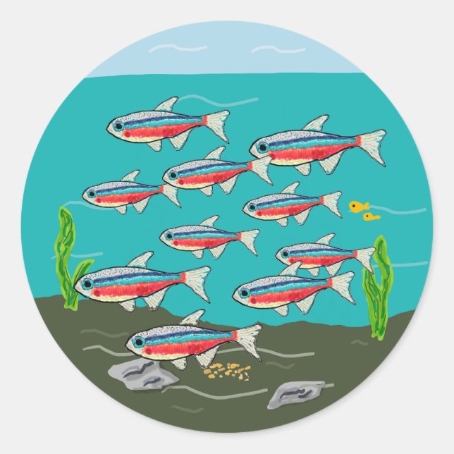 Neon Tetra Classic Round Sticker (Front)