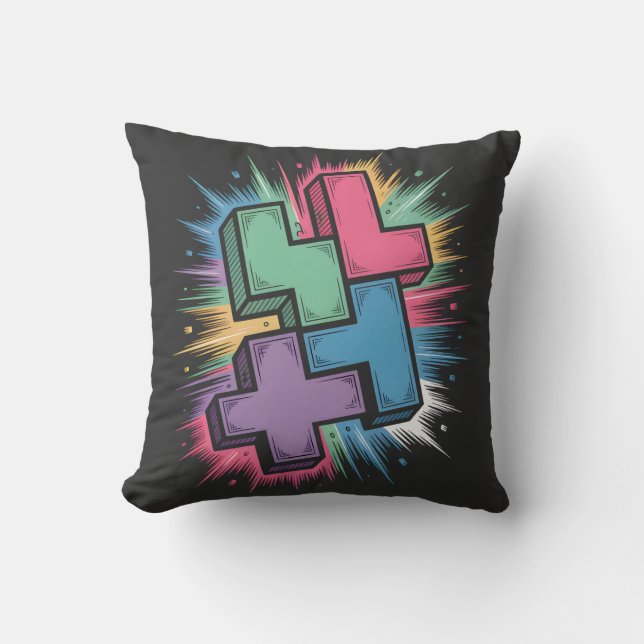 Neon Tetris Cushion (Front)