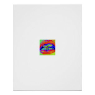 Neon Thermal Mushroom Lips Portrait Poster