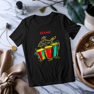 Neon Timbales Line Art Vibrant Musical T-Shirt Tri-Blend Shirt