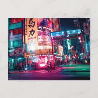 Neon Tokyo Street Corner Postcard