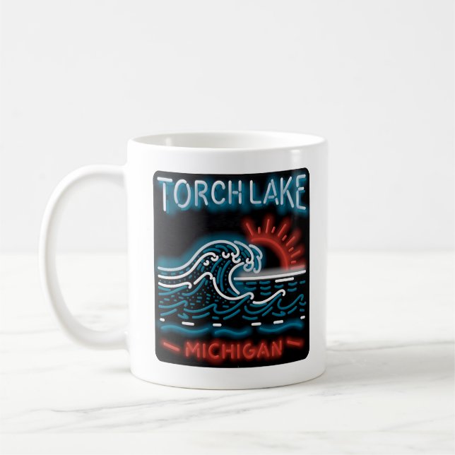 Neon Torch Lake Michigan Coffee Mug (Left)