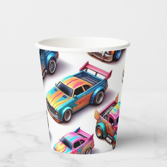 Neon Toy Car Birthday Party Set  Paper Cups (Front)