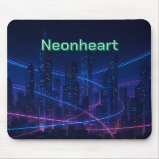 Neon-Traced Cyber City Mousepad