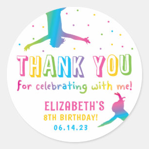 Neon Trampoline Park Girls Birthday Favour Classic Round Sticker