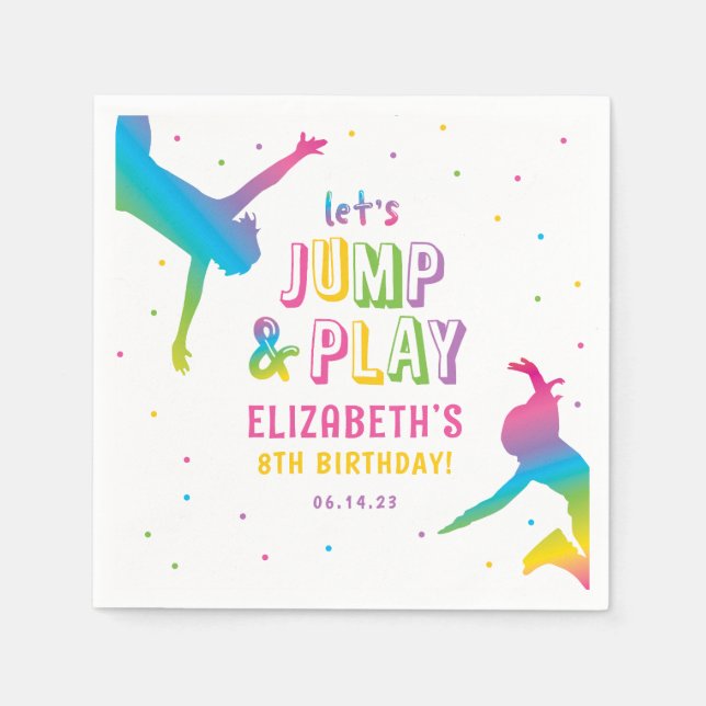 Neon Trampoline Park Girls Birthday Party  Napkins (Front)