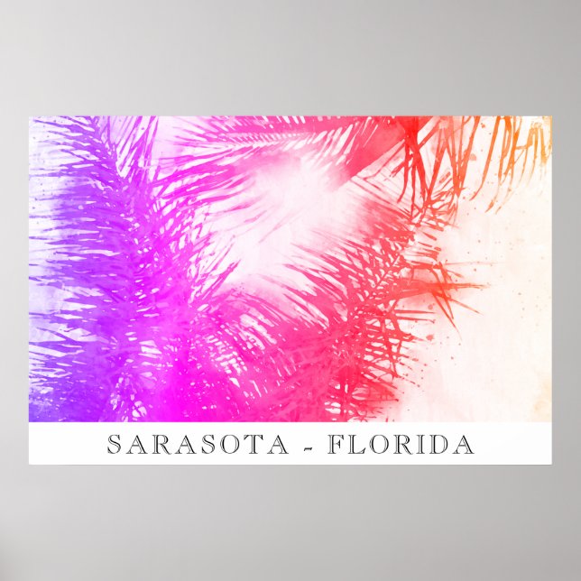 *~*  Neon Travel Exotic Palm Tree  AP25 Poster (Front)
