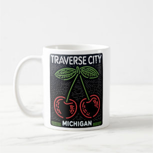 Neon Traverse City Michigan Cherries  Coffee Mug