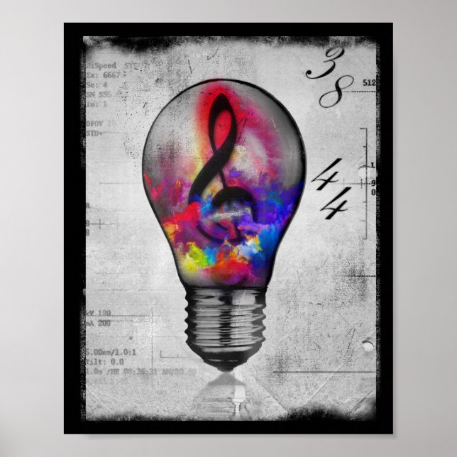 Neon treble clef music idea poster (Front)
