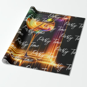 Neon Trendy Party Time Personalised Wrapping Paper
