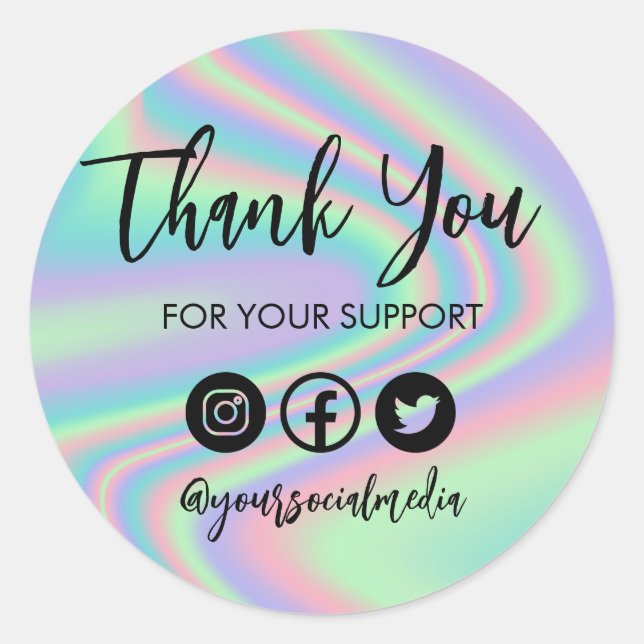 Neon Trendy Thank You Media Insert Classic Round Sticker (Front)
