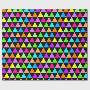 Neon Triangle Groovy Print Gift Wrapping Paper