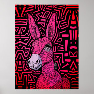 Neon Tribal Donkey – Bold and Psychedelic Wall Art