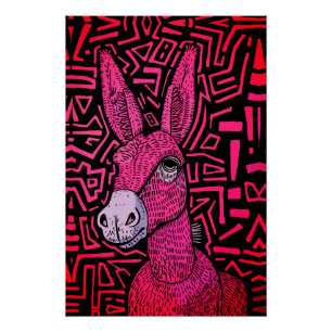 Neon Tribal Donkey – Bold and Psychedelic Wall Art