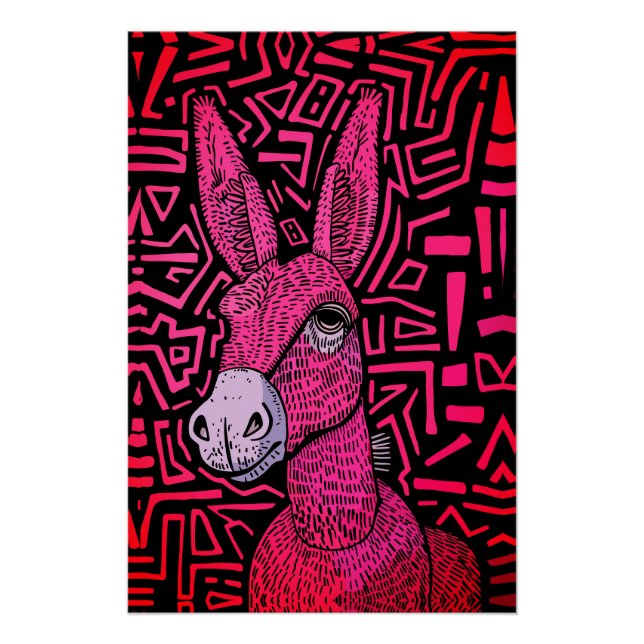 Neon Tribal Donkey – Bold and Psychedelic Wall Art (Front)
