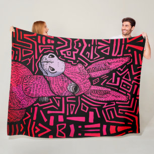 Neon Tribal Donkey – Bold and Psychedelic Wall Art Fleece Blanket