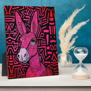 Neon Tribal Donkey – Bold and Psychedelic Wall Art Plaque