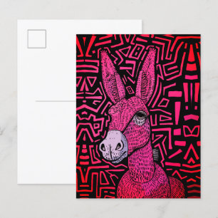 Neon Tribal Donkey – Bold and Psychedelic Wall Art Postcard
