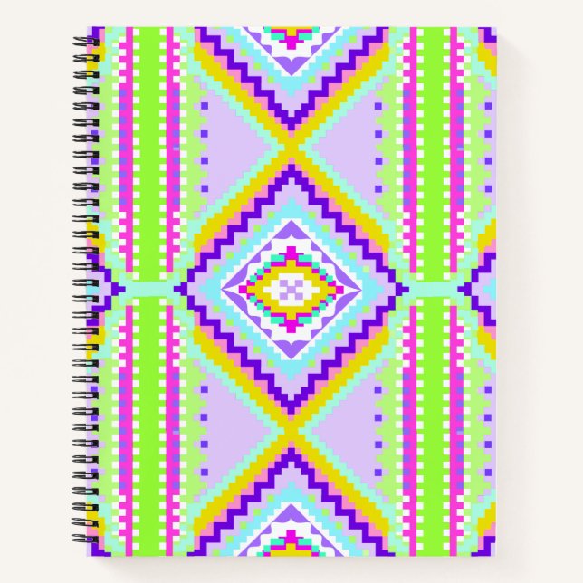 Neon Tribal Dreams Kaleidoscope Notebook (Front)