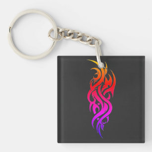 Neon tribal on back key ring