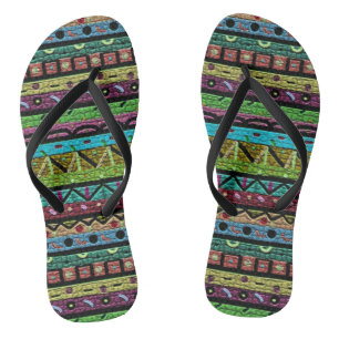 Neon Tribal Pattern Thongs
