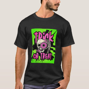 Neon Trick or Treat Skull & Donut T-Shirt