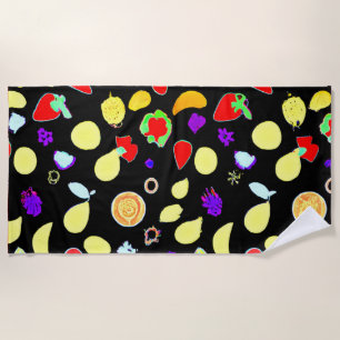Neon Tropic Fruits Burst Beach Towel