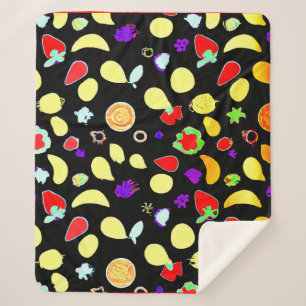Neon Tropic Fruits Burst Sherpa Blanket