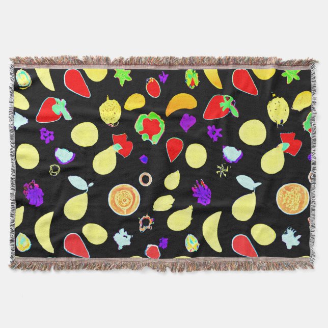 Neon Tropic Fruits Burst Throw Blanket (Front)