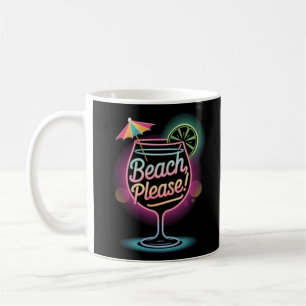 Neon Tropical Cocktail "Beach Please" Retro Summer Coffee Mug