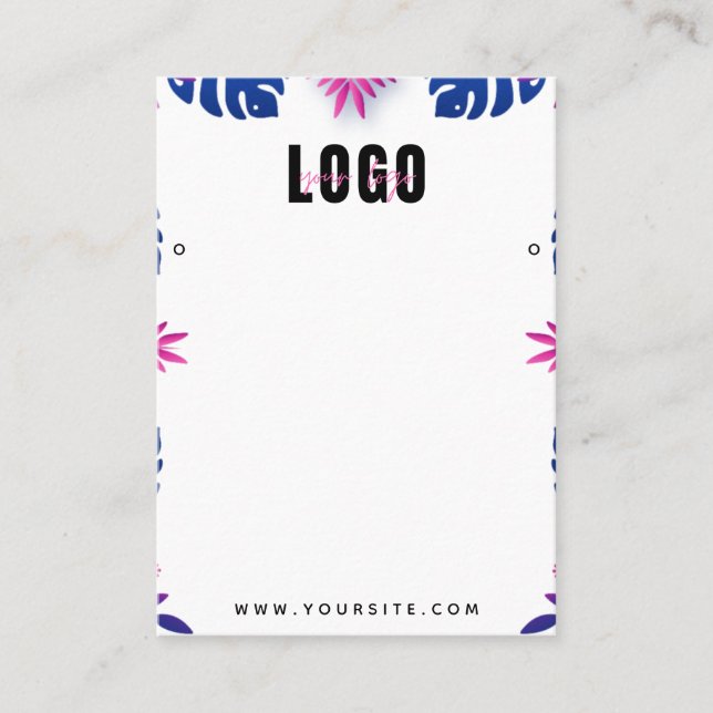 Neon Tropical Exotic Palm Leaves Earrings Display Business Card (Front)