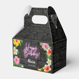Neon Tropical Forest Summer Hawaii Happy Birthday Favour Box