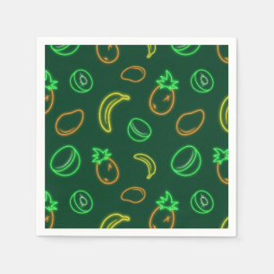 Neon Tropical Fruit Pattern Paper Napkins