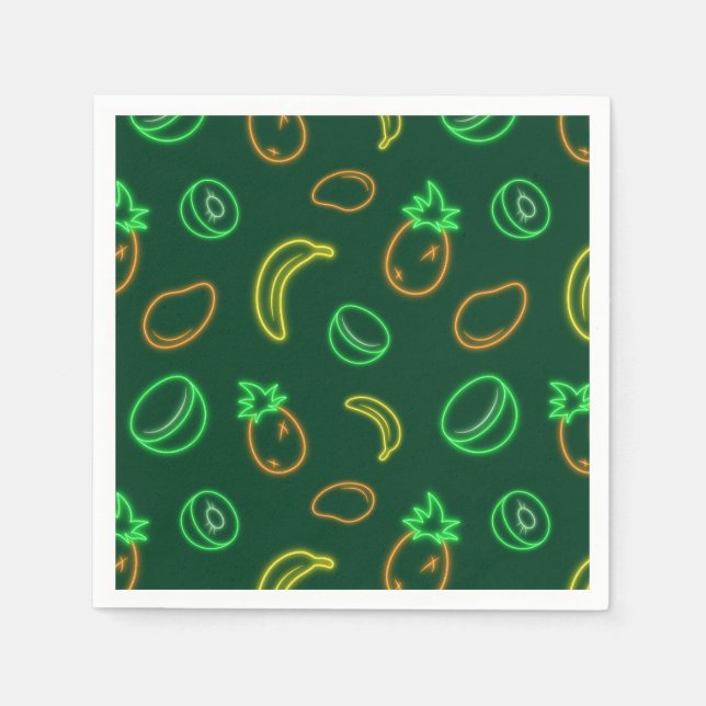 Neon Tropical Fruit Pattern Paper Napkins (Front)