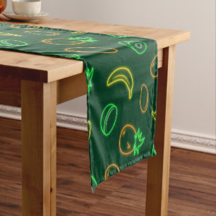 Neon Tropical Fruit Pattern Table Runner